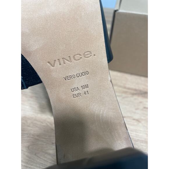 Vince Lulu Heel Sandals Black Leather Size 10 US 41 EU NIB Timeless Minimalist - Picture 12 of 14